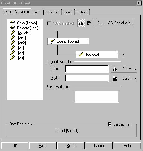 Create Bar Chart Dialog Box